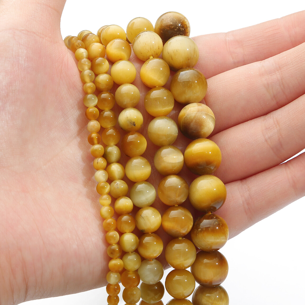 4/6/8/10/12mm Natural Stone Beads Gold tiger eye Round Loose Spacer Beads For Jewelry Making DIY Bracelet Necklace Strand About 15''（38cm）