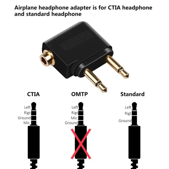 KEBETEME 2Pcs Universal 3.5mm Audio Jack To Headphone Converter Adapter Male to Female Audio Adapter For Airline Airplane Travel Earphone Headset | Lazada