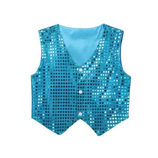 Kids Boys Sequins Choir Jazz Dance Shirt Tops Party Pageant Shiny Clothes Stage