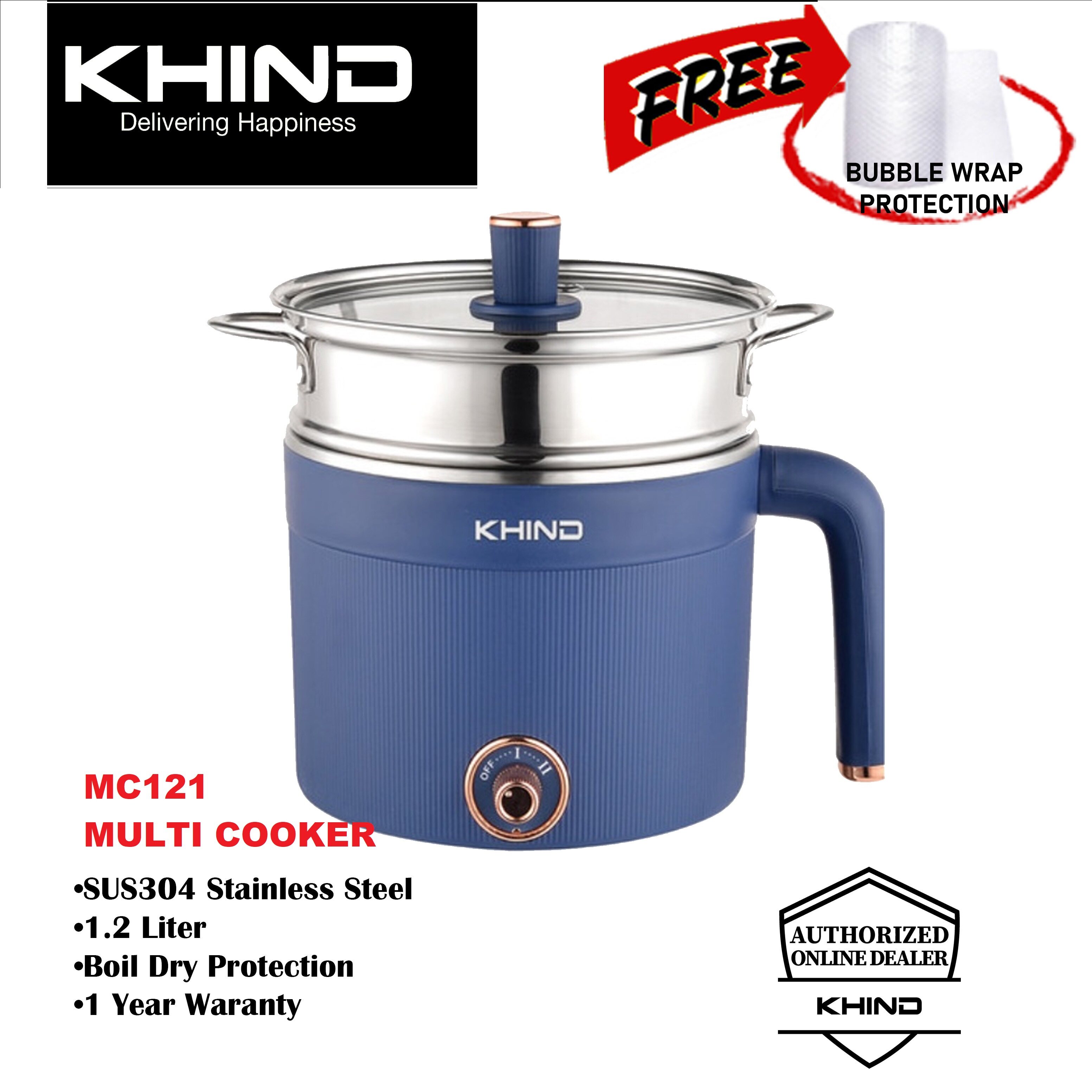 [New]Khind 1.2L Multi Function Cooker MC121 / MC121 Stainless Steel