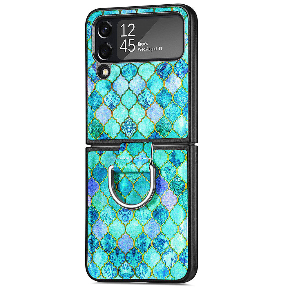 HOCE Art Painted Leather Phone Case For Samsung Galaxy Z Flip 4 ZFlip4 Z Flip4 5G Folding Shookproof Protective Back Cover