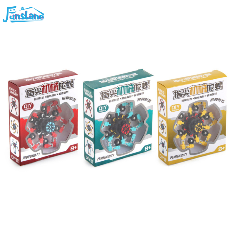 FunsLane Deformable Stress Relief Toy Fingertip Spinner Toy Transformable Creative Mechanical Gyro Toy For Kids