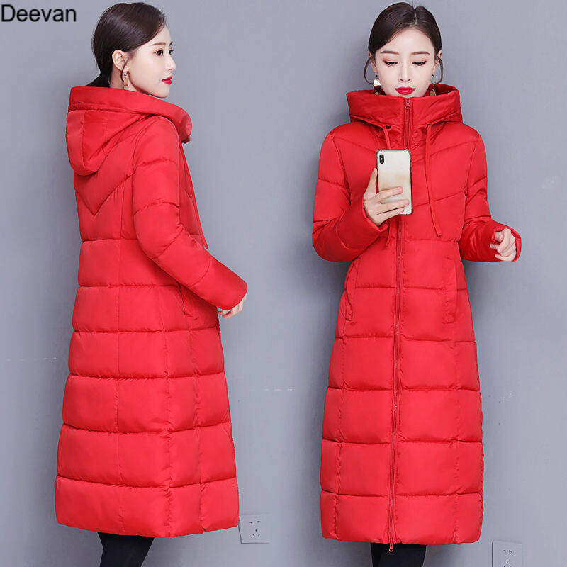 Deevan áo khoác phao áo khoác nữ dáng rộng mùa đông ấm áp có mũ dài m ~ 5xl