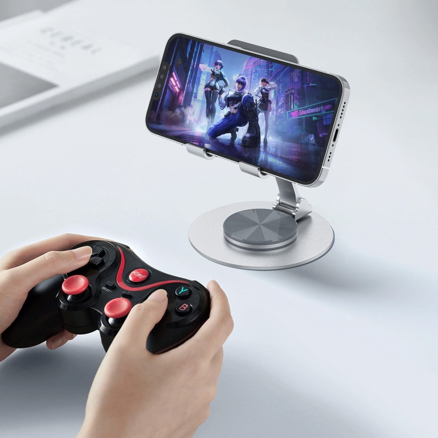 [gobuy999] Rotating Metal Adjustable Desk Stand Holder Foldable Desktop Mobile Cell Phone Stand Smartphone Bracket