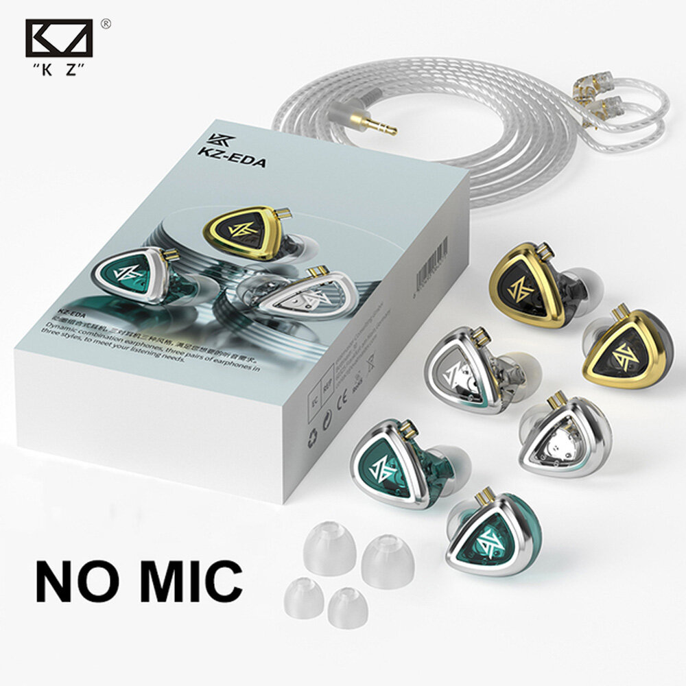 KZ EDA Earphones Bass/Balanced/Hi-Res Earbuds 3 Pairs 3 Audio Modes Wired Earphone Gaming Sport Running Headsets Noise Cancelling HiFi Bass Music IEM Headphone 2PIN Detachable DJ Monitors For Smartphones MP3 MP4 Players Tablet Laptops Computer