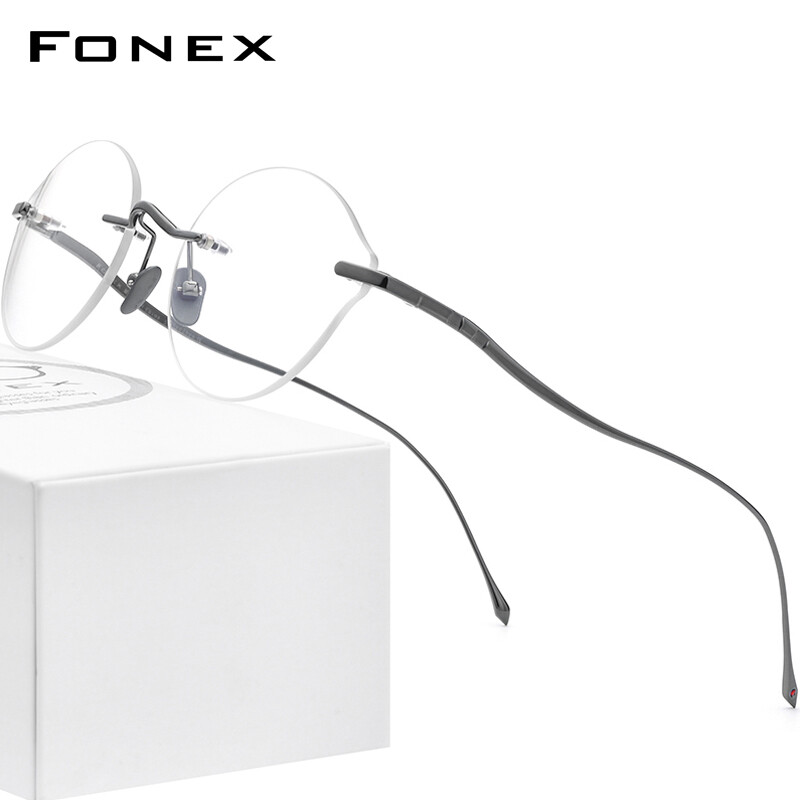 FONEX Pure Titanium Glasses for Women Men 2022 New Rimless Frameless Eyeglasses Frame Ultralight Korean Style Aesthetic Optical Eyewear 8534