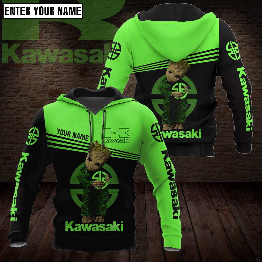 ALL IN STOCK XZX） Mens Hoodie Kawasaki Motorcycle Crew 3D T-shirt