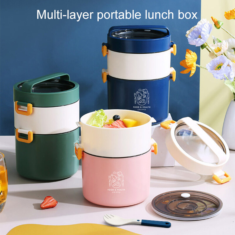 Student Lunch Box Office Lunch Box Lunch Box Bento Box Round Plastic  Microwave Multilayer Large Capacity