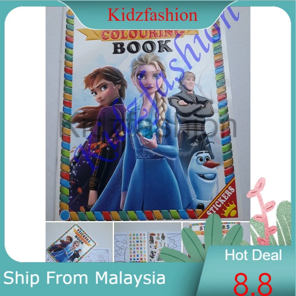 NEW] 3D Pony Frozen Elsa Anna Hello Kitty Princess Spiderman Cartoon  Sticker Coloring Colouring Book buku mewarna | Lazada