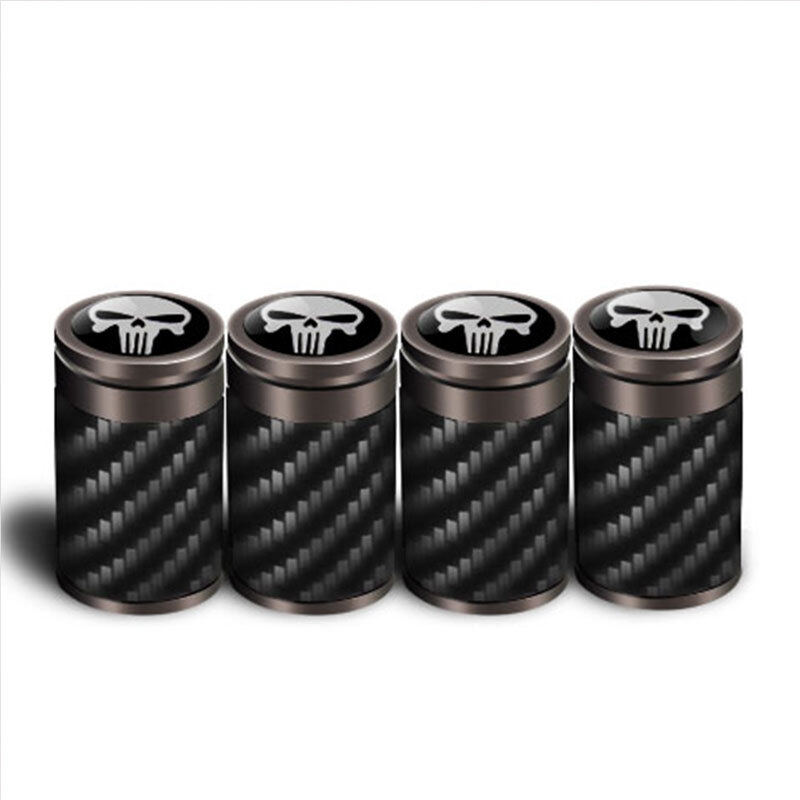 New Style True Carbon Fiber Skull Tire Cap Carbon Fiber Valve Cap Universal Neutral Door Cover With Logo