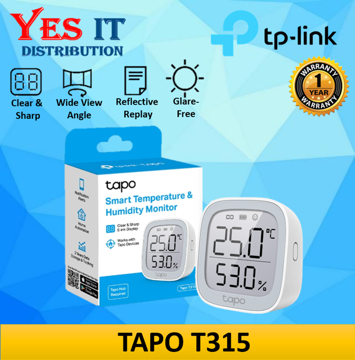 TP-Link Tapo T315 Smart Temperature And Humidity Monitor With Accurate ...