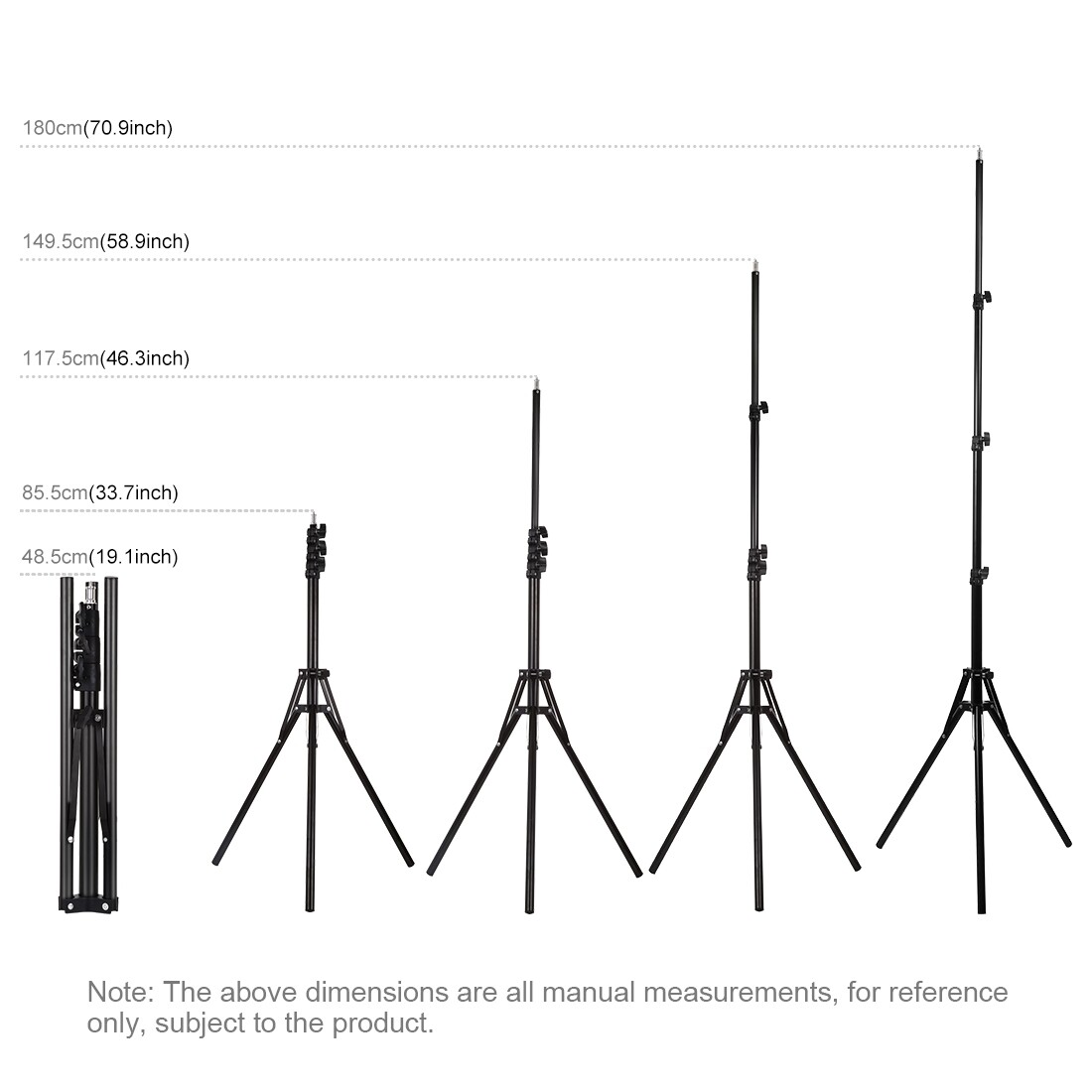 PULUZ 180 cm Reverse Foldable 4 Sections Height Tripod Mount Holder for Ring Light Vlogging Video Light Live Broadcast Kits (Black)