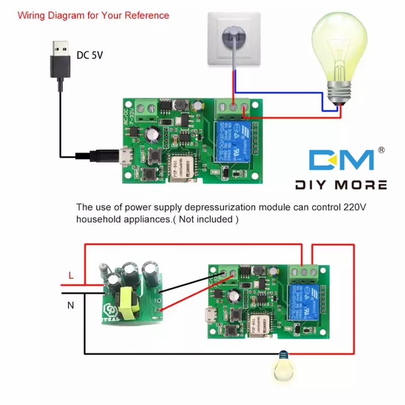 DC5V 12V 24V 32V WiFi Switch Wireless Relay Module Single-way Inching/Self-Locking Timing Remote Switch for Android/IOS APP Remote Control Compatible with Amazon Alexa Google Home