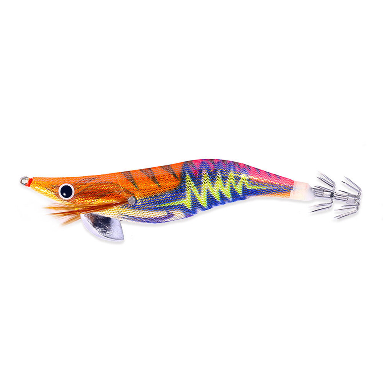 Ghxdryuru Squid Hook Bait Sharp Hook Simulation Design Luminous Angling Wooden Shrimp Luminated Squid Bait Outdoor Fishing