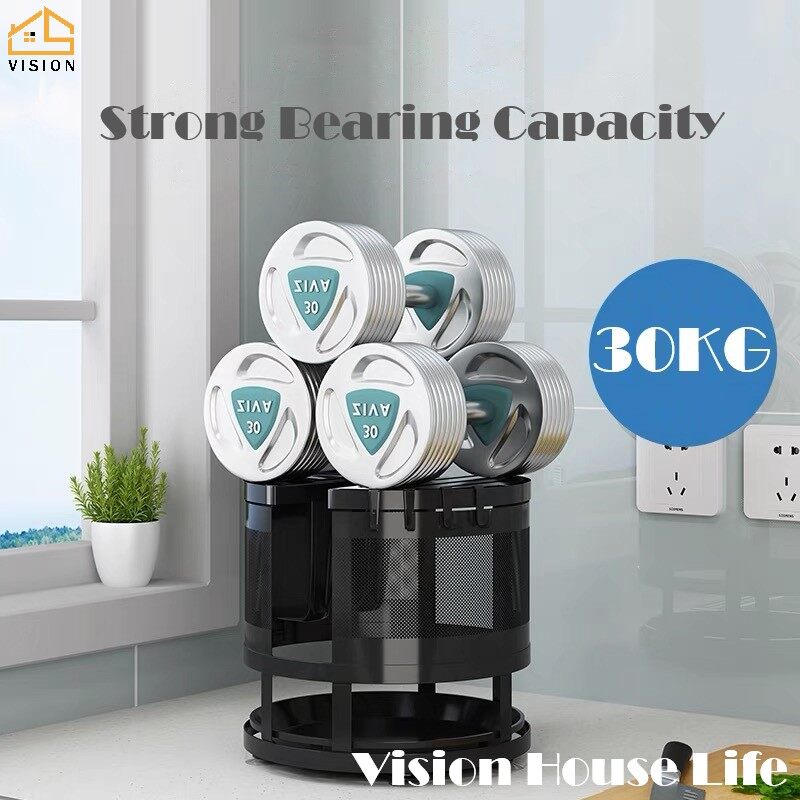 Vision Giá Nhà Bếp Bằng Thép Không Gỉ Kệ Nhà Bếp Xoay Được Giá Đựng Đũa Thùng ĐựNg ThớT Nhà Bếp Kệ Đựng Bộ Đồ Ăn Đa Năng