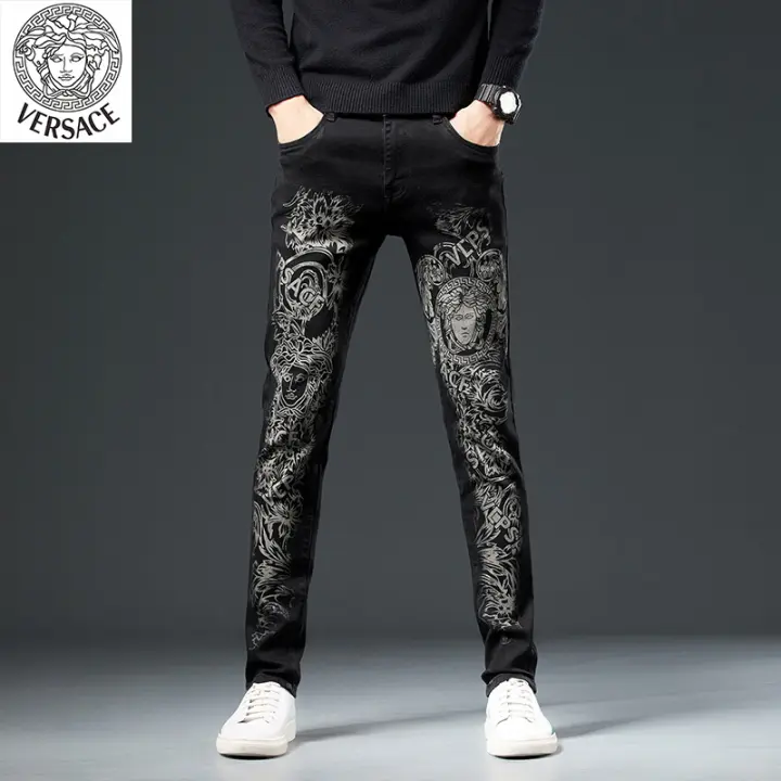 versace black trousers mens