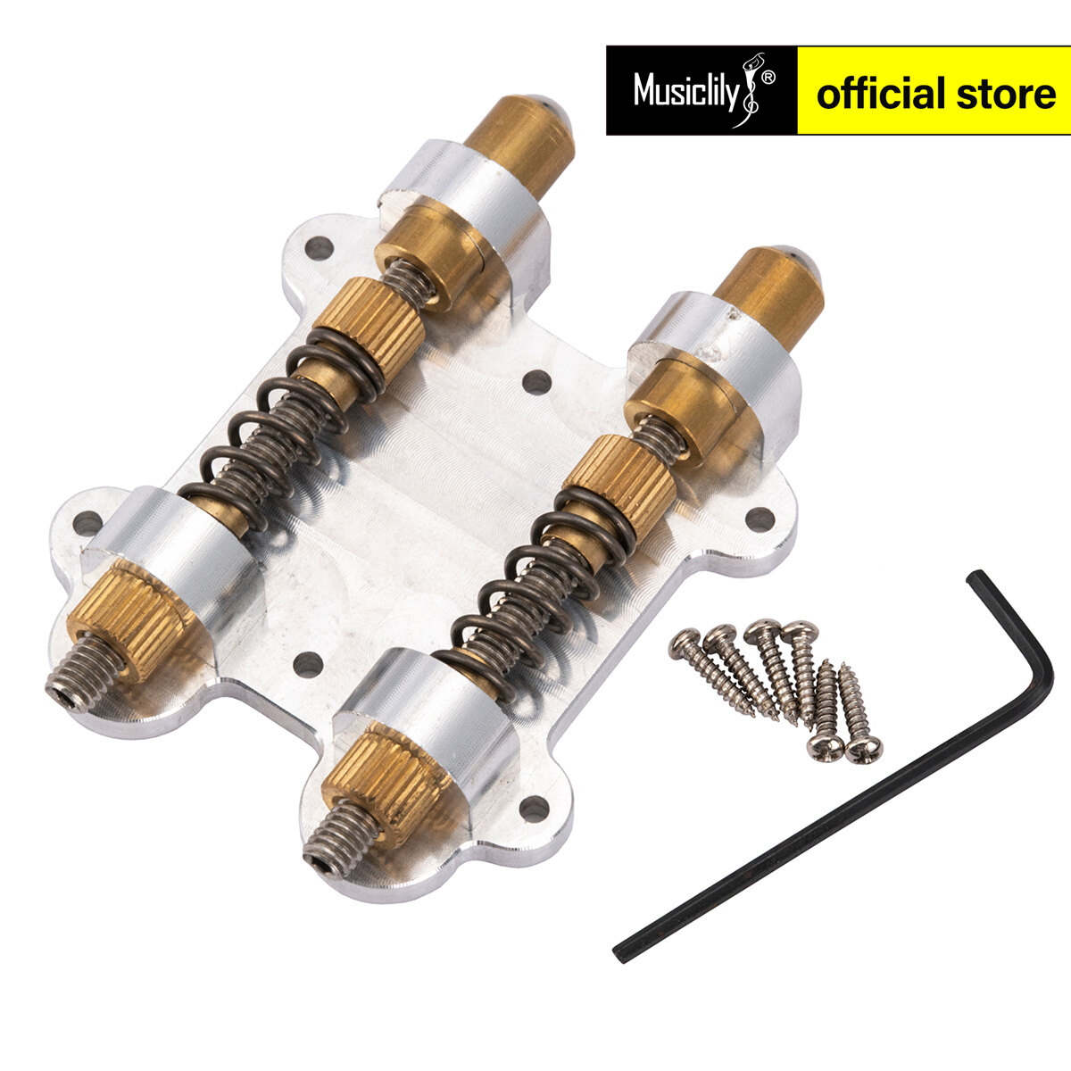 Musiclily Pro Guitar Dual Brass Tremolo Arming Adjuster Tremsetter Set Tremolo Stopper Stabilizer for Floyd Rose and Other Floating Tremolo Bridge Systems