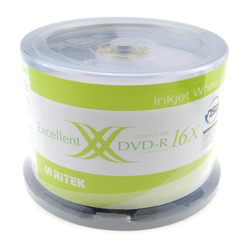 50pcs DVD-R 4.7GB 120min 16X Blank Disc White Inkjet Hub Printable Spindle Pack