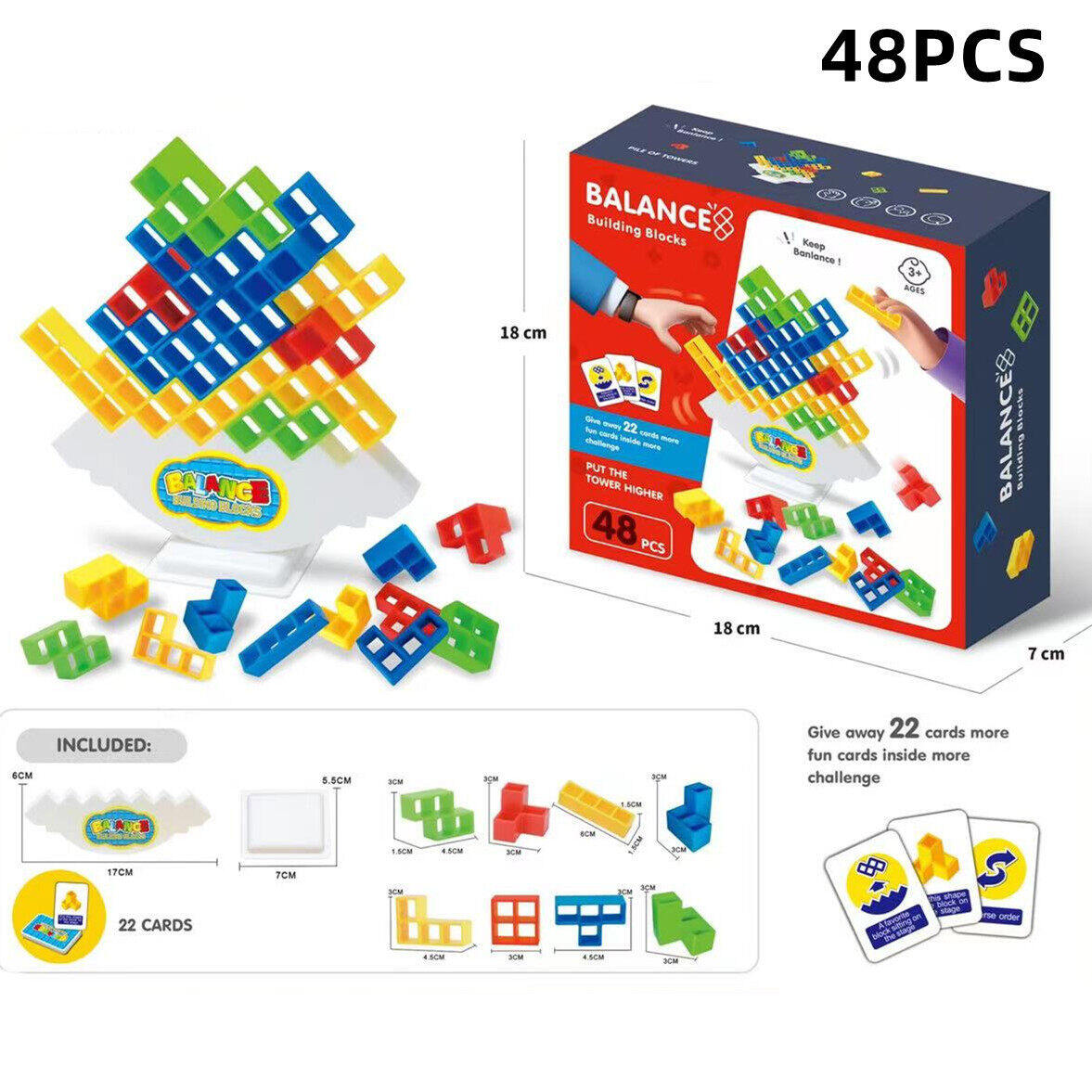 KEBETEME Stacking Blocks Balance Puzzle Board Game Stacking Building Blocks Puzzle Toys