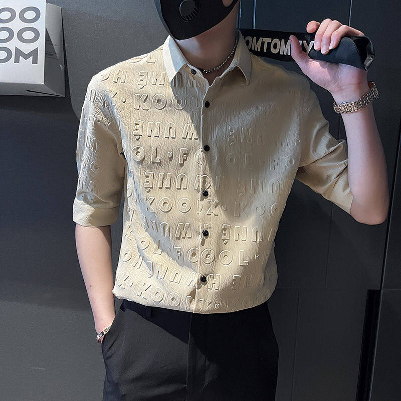 Five-point Sleeve Shirt Men's Summer 2022 New Short-sleeved Men's Mid-sleeve Shirt