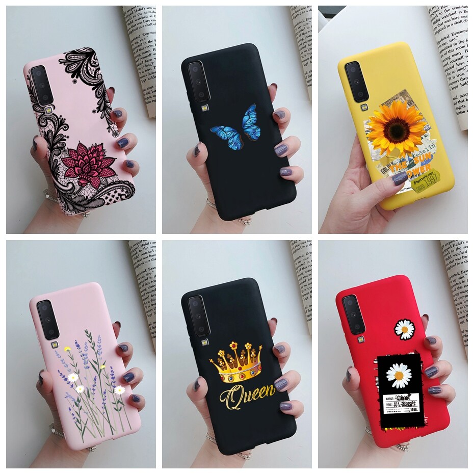 Case For Samsung Galaxy A7 2018 A750 Bumper Casing Candy Matte Painted Soft Silicone Phone Cases Back Cover