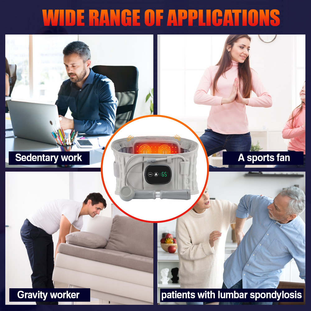 Thắt Lưng Lưng Bơm Hơi Đai Hỗ Trợ Túi Khí Rung Sưởi Ấm Ánh Sáng Đỏ Nẹp Lưng Nén Nóng Đồ Bảo Vệ Vòng Eo Có Thể Điều Chỉnh Chăm Sóc Sức Khỏe Cột Sống
