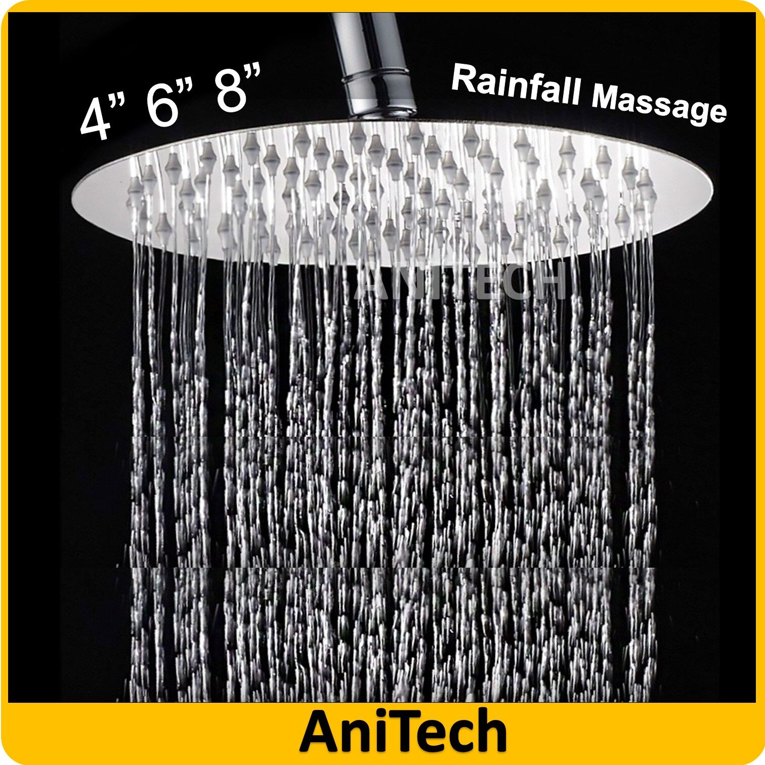 Stainless Steel Rainfall Shower Head 360 Degree Showerhead Square Round