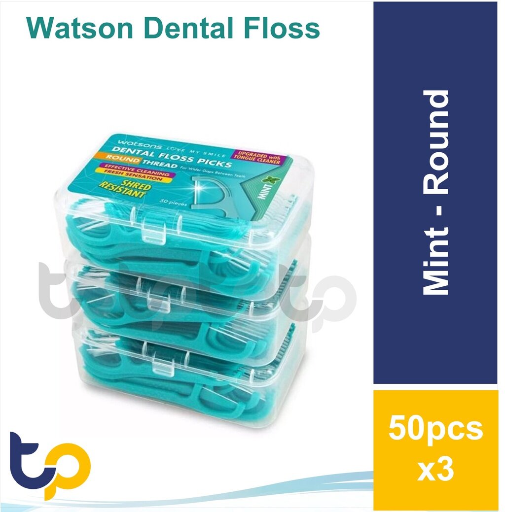WATSONS Dental Floss Picks 50's x 3boxes (Round / Flat Thread)/ Wide