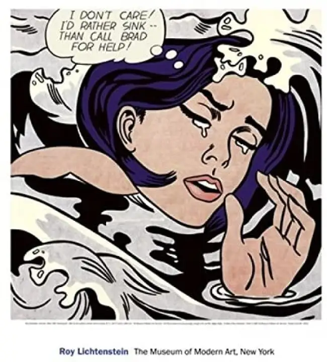 Drowning Girl Pop Art Poster Print By Roy Lichtenstein Overall Size X Image Size 1x Lazada Singapore