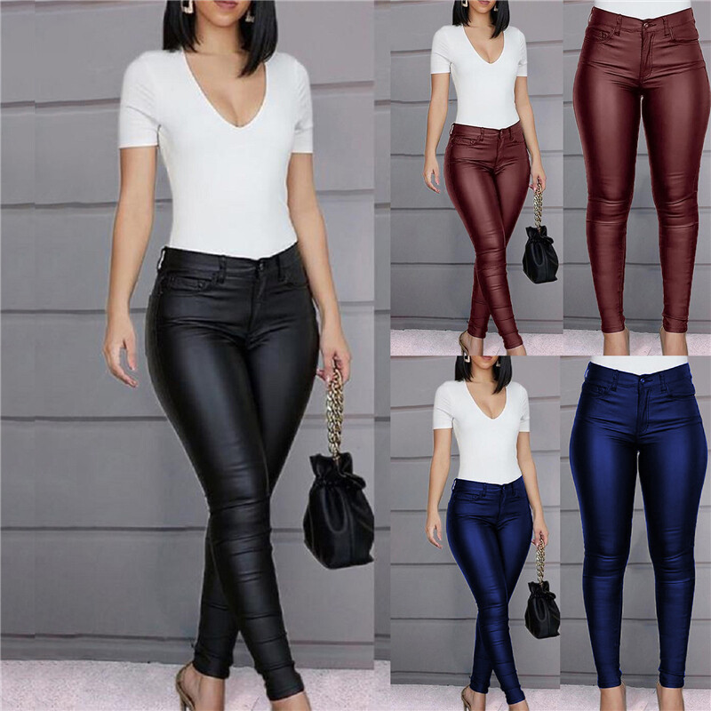 stretch leather pants ladies