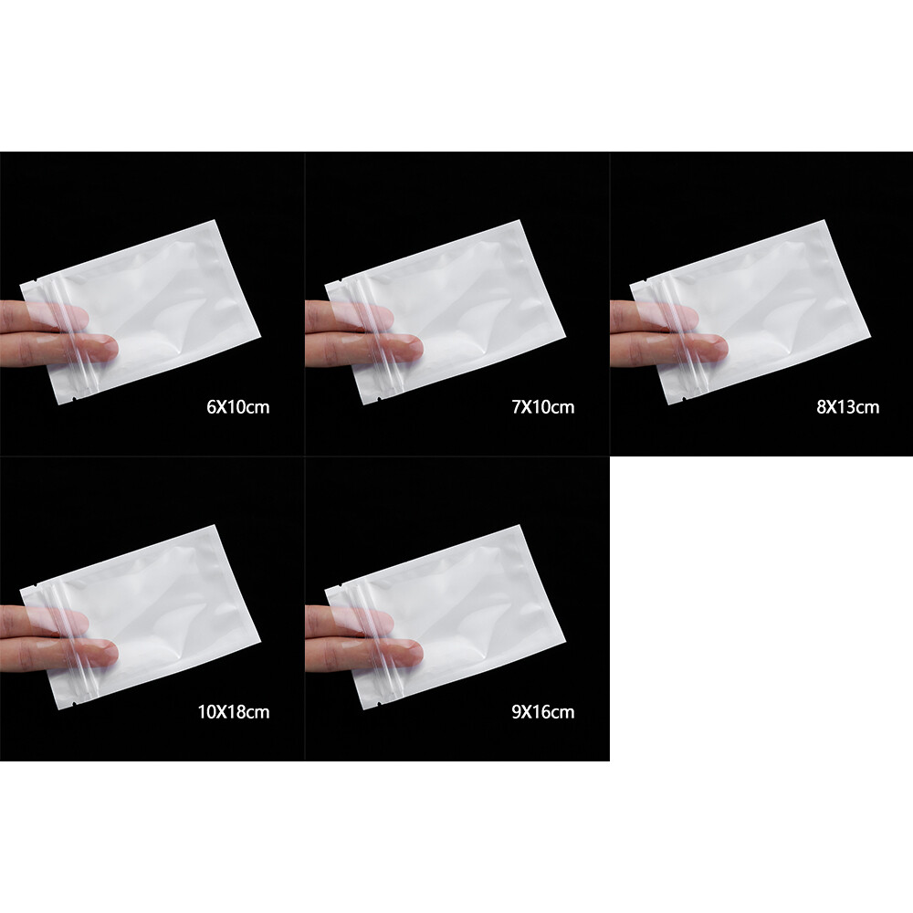 Bộ 100 Ngọc Trai Túi Ziplock Trắng/Trong Suốt Tự Hàn Kín Dây Kéo Nhựa Bán Lẻ Túi Túi Bảo Quản