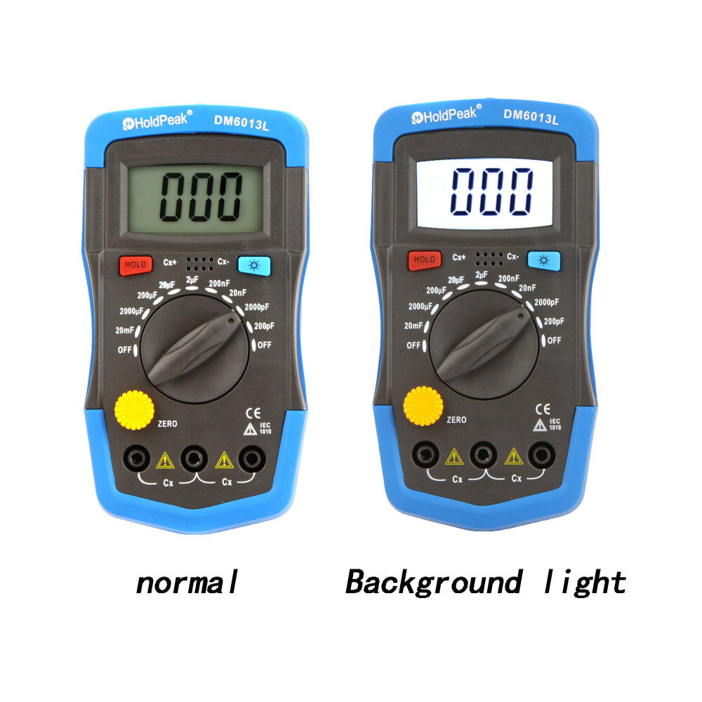 KKmoon UNI-T Máy Đo Điện Dung Cầm Tay Kỹ Thuật Số DM6013L, Tụ Điện Có Đèn Nền LCD