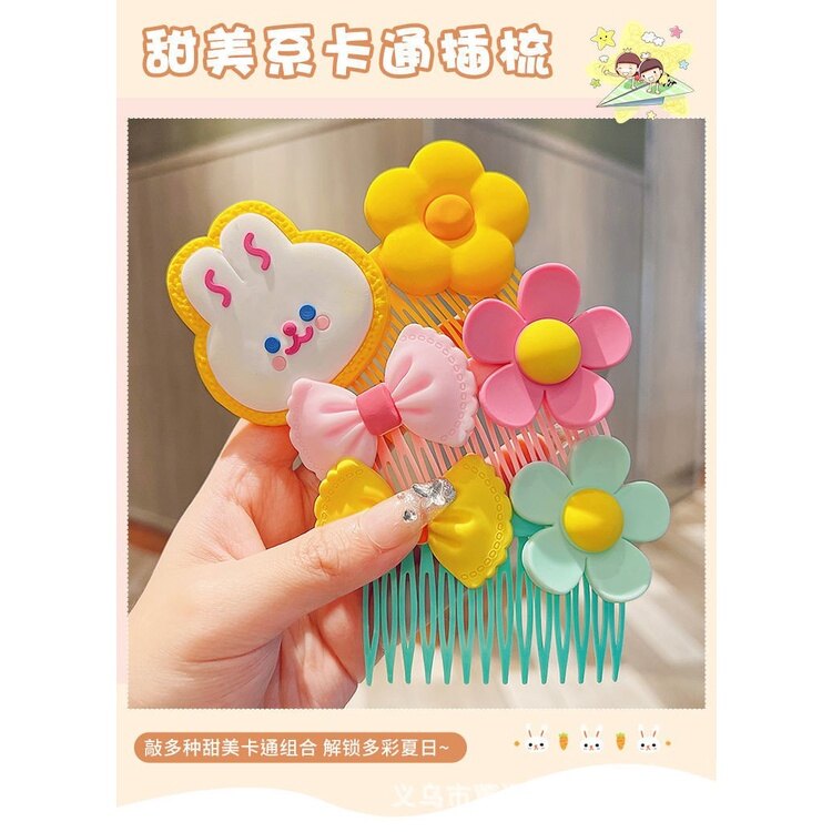 Bờm sược cài tóc đính hoa hàn quốc- Bờm cài tóc- Lược chải tóc