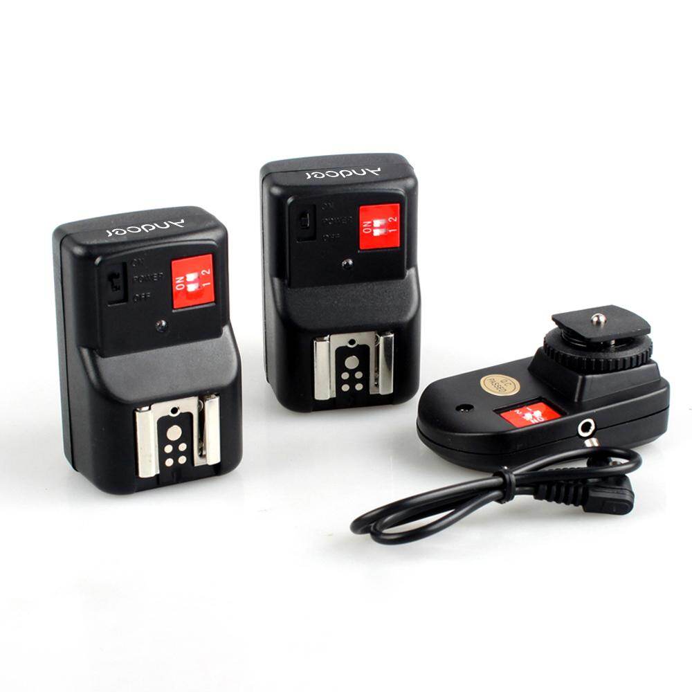 Andoer PT-04GY 4 Kênh Không Dây Từ Xa Speedlite Flash Trigger Phổ 1 Transmitter & 2 Receiver Cho Canon Nikon Pentax Olympus