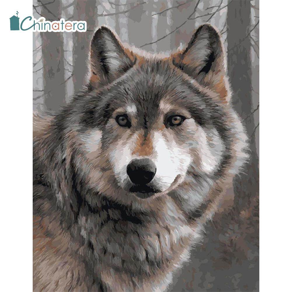 [Chinatera] 40x50cm Sunset Landscape Nordic Elk Owl DIY Painting Paint By Number Kit Digital Oil Painting Canvas DIY Home Wall Decoration