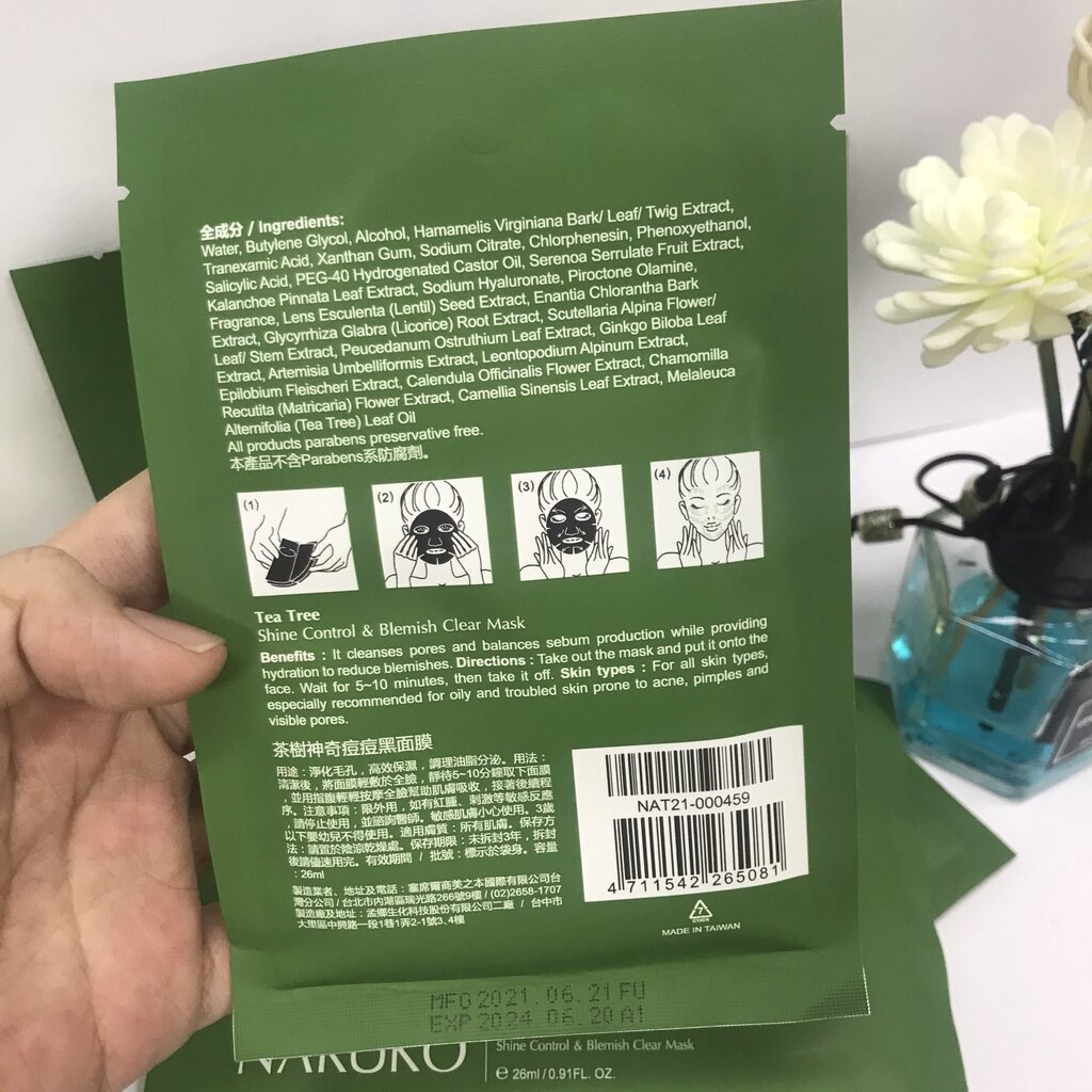 Mặt nạ Tràm Trà Naruko Tea Tree Clear Mask / Mặt Nạ Giấy Naruko 26ml