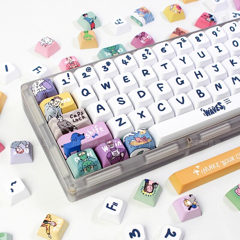 【Keycap chỉ】 Keycap sóng 123 phím xda hồ sơ PBT thăng hoa Keycaps cho bàn phím cơ tùy chỉnh keychron/RK61/gk61/Anne Pro 2