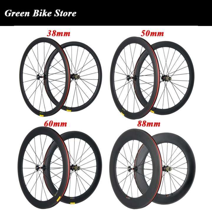 700C road bike Carbon Wheels 24mm 38mm 50mm 60mm 88mm Tubular Clincher wheelset