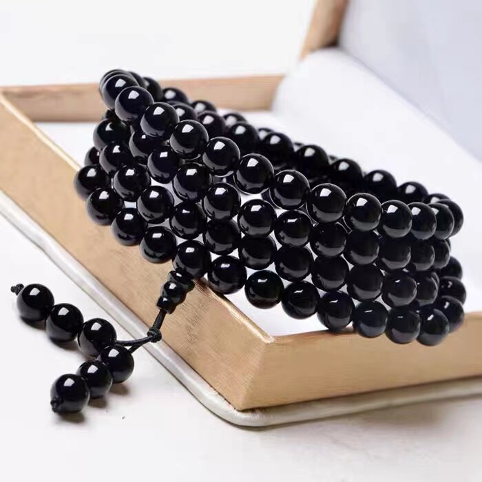 Natural Black Agate 108 necklaces multi loop bracelets 108 Black Agate Bracelets Black Agate Buddha beads beads