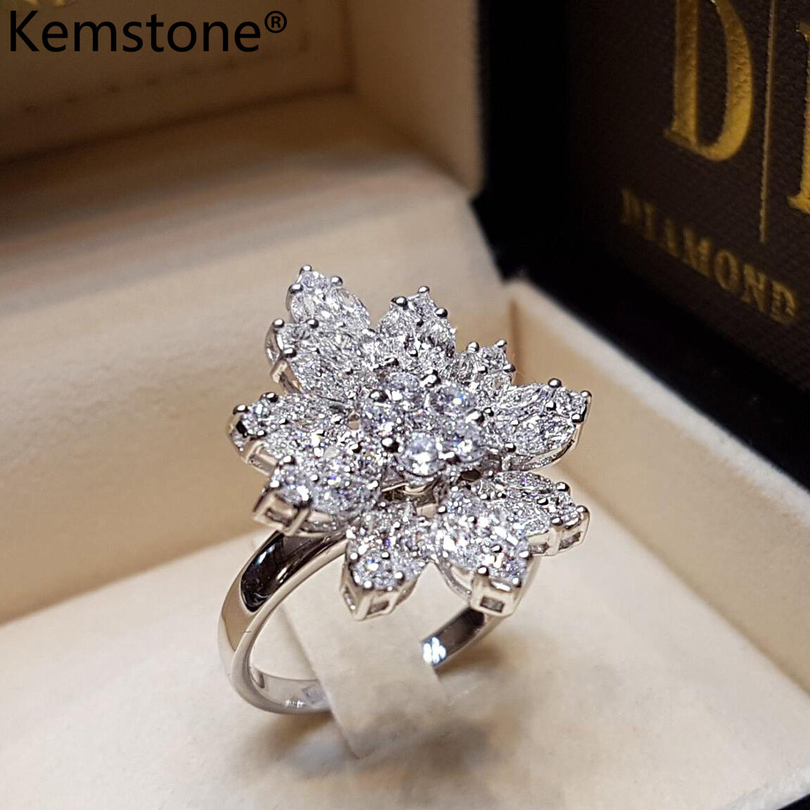 Kemstone Zircon Ring for Women's Rings Jewelry