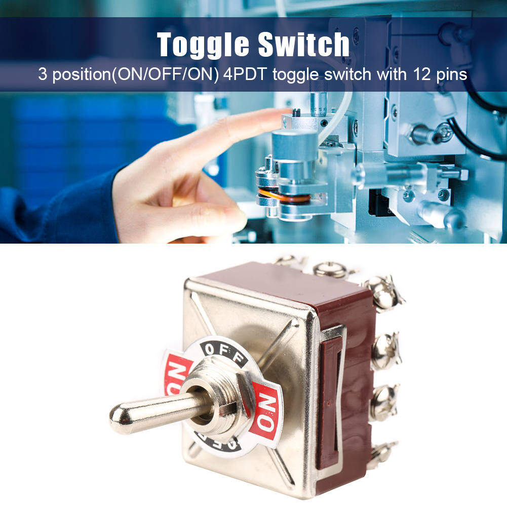 Toggle Switch 3 Position 4PDT ON-OFF-ON 12 Pin 12mm 15A/250VAC 10A/380VAC