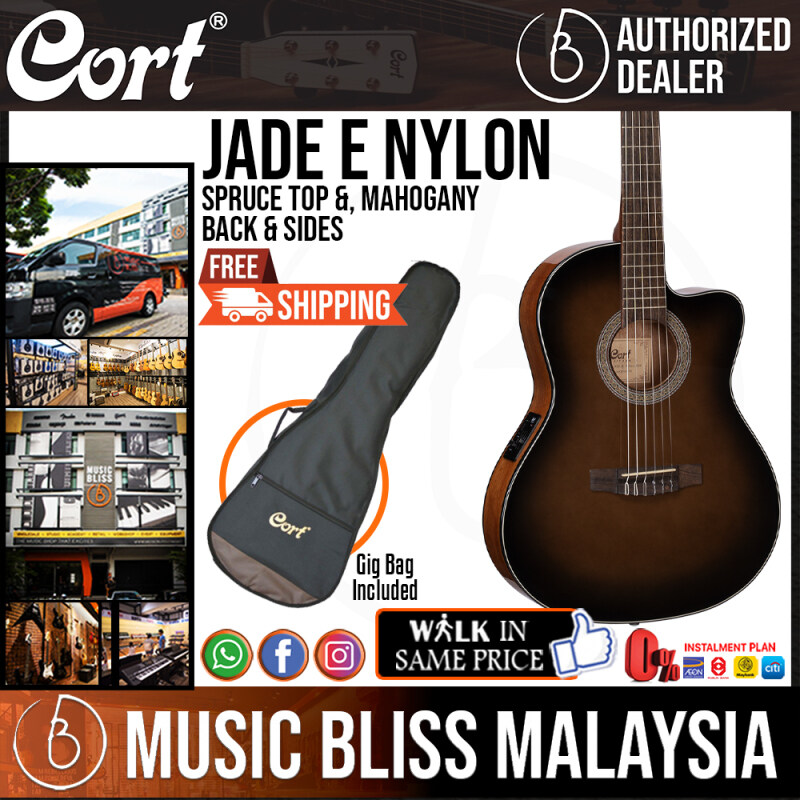 Cort Jade E Nylon Classical Guitar with Bag - Dark Brown Burst (JADENE) Malaysia