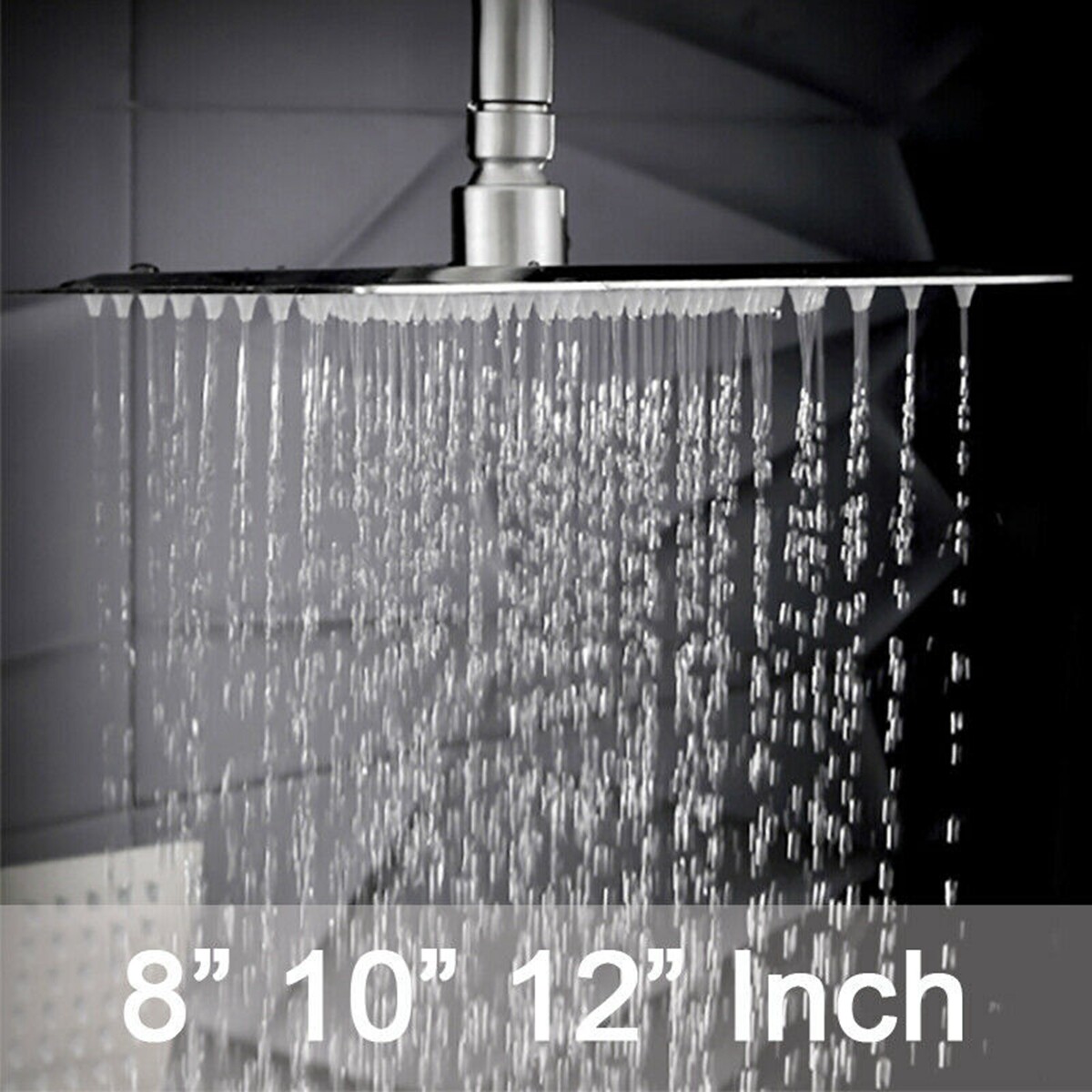 Large Bathroom Square Rainfall Water Tap Overhead Sprinkler Sprayer Faucet Nozzle Shower Head