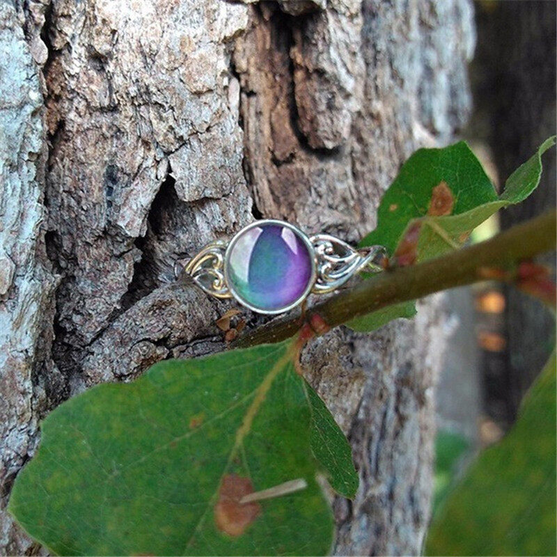 Vintage Retro Change Mood Ring Round Emotion Feeling Changeable Ring Temperature Control Color Rings For Men Women Female Mujer Anel