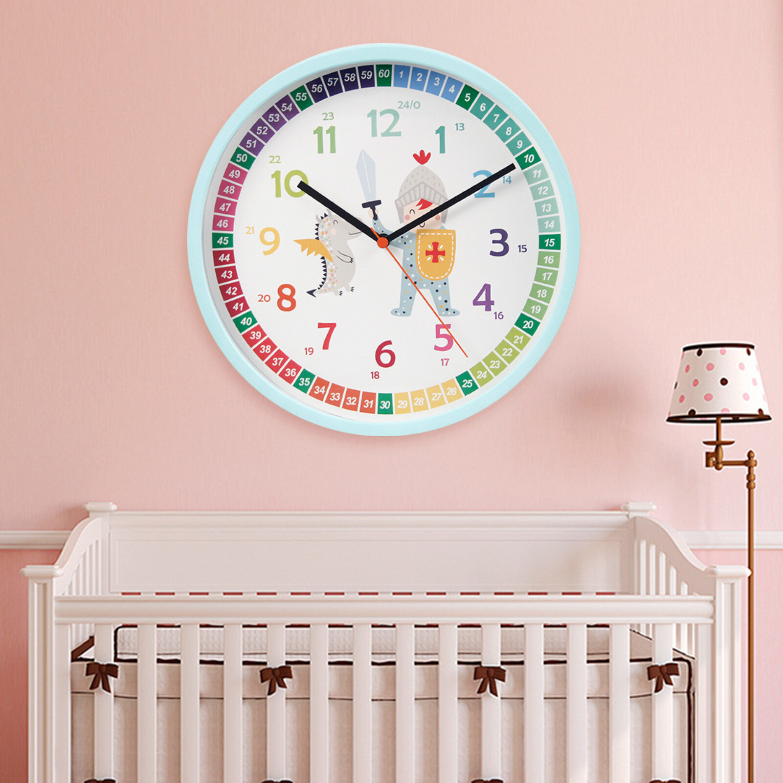 Licao Lighting Kids Wall Clock Cartoon Creative Early Education Learning Clock Multi-style Color Decoration Round Alarm Big Number Print Teaching Clock for Kids Excellent Kids Education