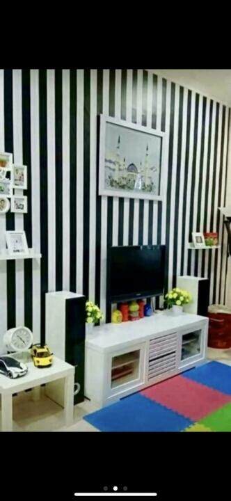 self adhesive-black and white stripe wallpaper