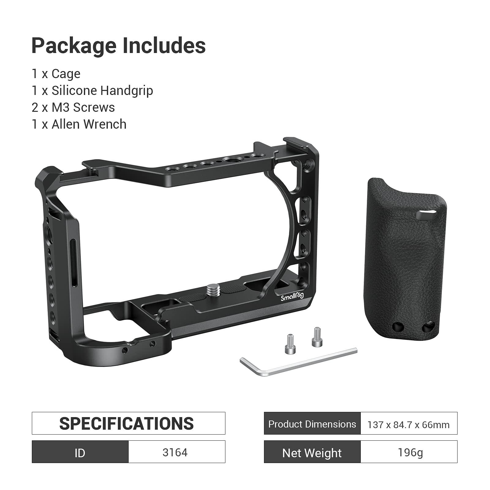 SmallRig Khung máy ảnh A6400 có tay cầm bằng silicon cho Sony A6100 / A6300 / A6400 3164