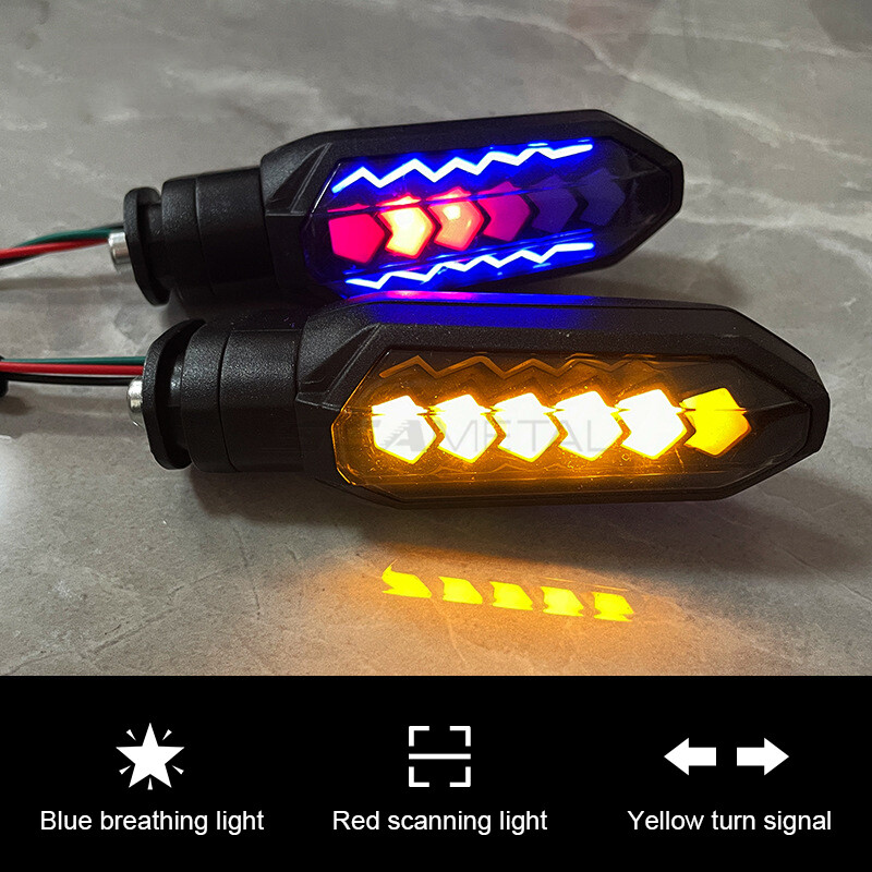 Seametal motorcycle led turn signal red warning light blue breathing light suitable for 12v
