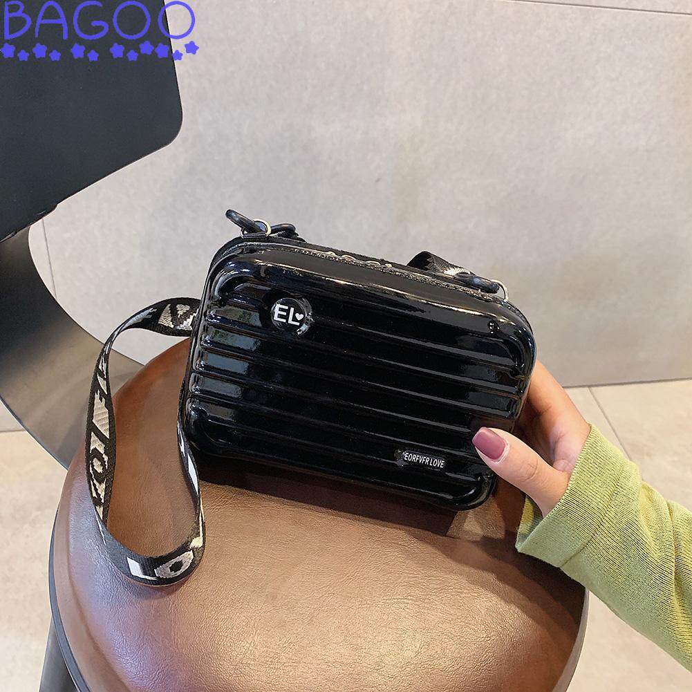BAGOO Suitcase Shaped Women Crossbody Handbag Leather Small Luggage Shoulder Bags