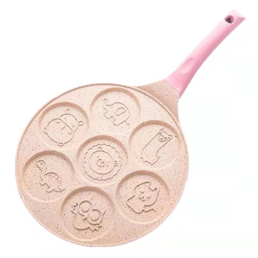 Seven-hole egg dumpling pot non-stick flat-bottom omelet pot cartoon breakfast pot baby auxiliary omelet mold